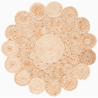 Round Area Rug, 9 Ft, Natural Jute and Sisal