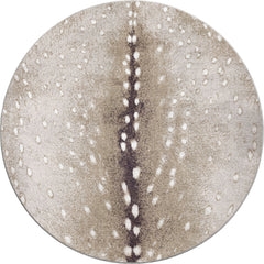Round Area Rug, Animal Print Nylon in Gray and Oatmeal