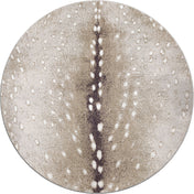 Round Area Rug, Animal Print Nylon in Gray and Oatmeal