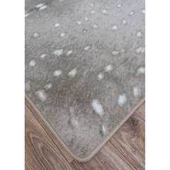 Round Area Rug, Animal Print Nylon in Gray and Oatmeal