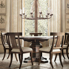 Round Chandelier with Hemp Rope Stems in Rust Finish