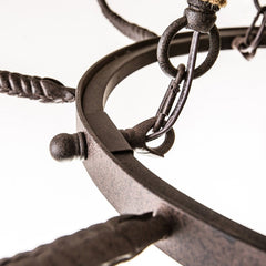 Round Chandelier with Hemp Rope Stems in Rust Finish