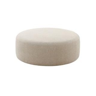 Round Cocktail Ottoman, 39.2 in Wide with Beige Polyester Twill