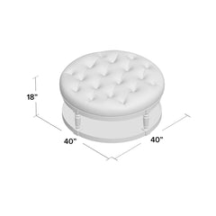 Round Cocktail Ottoman with Storage, Gray Microfiber Suede