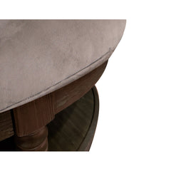 Round Cocktail Ottoman with Storage, Gray Microfiber Suede