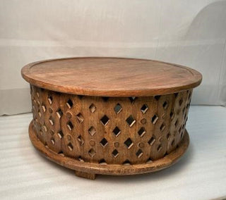 Round Coffee Table, 28 in, Brown Mango Wood