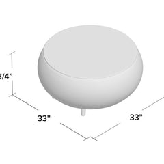 Round Coffee Table, 33 in Diameter with Wicker Top and Wood Base
