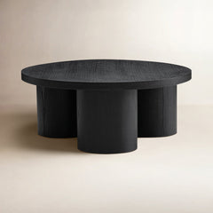 Round Coffee Table, 35.5 in Wide, Black with Three Legs