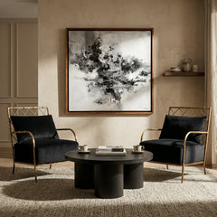 Round Coffee Table, 35.5 in Wide, Black with Three Legs