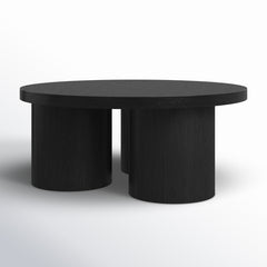 Round Coffee Table, 35.5 in Wide, Black with Three Legs