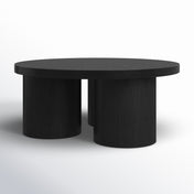 Round Coffee Table, 35.5 in Wide, Black with Three Legs