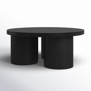 Round Coffee Table, 35.5 in Wide, Black with Three Legs