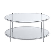 Round Coffee Table, 36 in, Clear Glass with Chrome Metal Frame