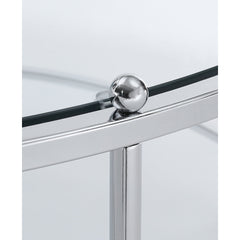 Round Coffee Table, 36 in, Clear Glass with Chrome Metal Frame