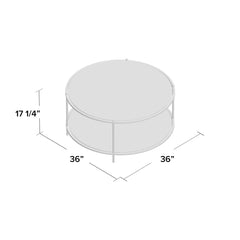 Round Coffee Table, 36 in, Clear Glass with Chrome Metal Frame