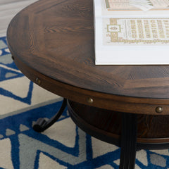 Round Coffee Table, 36 in Diameter with Ash Veneer Top and Steel Frame