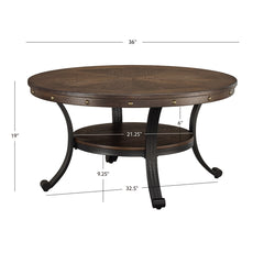 Round Coffee Table, 36 in Diameter with Ash Veneer Top and Steel Frame