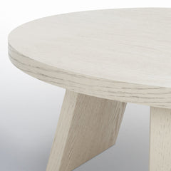 Round Coffee Table, 36 In, White Washed with Manufactured Wood
