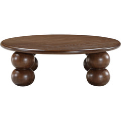 Round Coffee Table, 42 in, Brown with Four Turned Legs