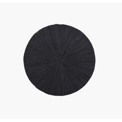 Round Coffee Table, 42 In Wide, Black Solid Wood with Hairpin Legs