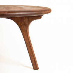 Round Coffee Table, 44 in Wide, Natural Wood Top with Brown Base
