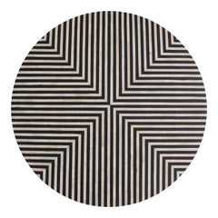 Round Coffee Table in Black and White Camel Bone Resin with Iron Base