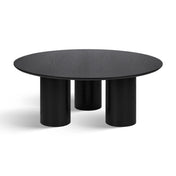 Round Coffee Table in Solid and Manufactured Oak with Three Straight Legs