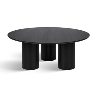 Round Coffee Table in Solid and Manufactured Oak with Three Straight Legs
