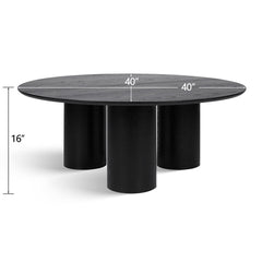 Round Coffee Table in Solid and Manufactured Oak with Three Straight Legs