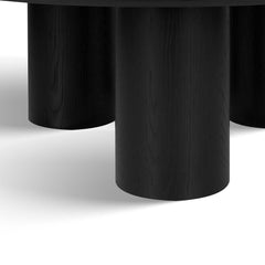 Round Coffee Table in Solid and Manufactured Oak with Three Straight Legs