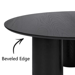 Round Coffee Table in Solid and Manufactured Oak with Three Straight Legs