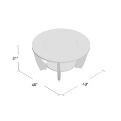 Round Coffee Table, Mirrored Glass Top, Cherry Solid Wood Base, Casters