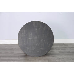 Round Coffee Table, Solid Mahogany Wood, Planked Top, Four-Leg Base