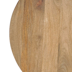 Round Coffee Table, Solid Mango Wood in Brown with Cross-Leg Base