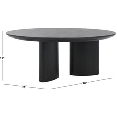 Round Coffee Table, Solid Wood with Black Finish