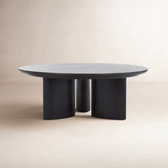 Round Coffee Table, Solid Wood with Black Finish