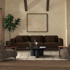 Round Coffee Table, Solid Wood with Black Finish