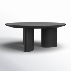 Round Coffee Table, Solid Wood with Black Finish