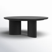 Round Coffee Table, Solid Wood with Black Finish