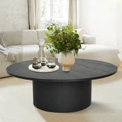 Round Coffee Table with Pedestal Base, 40 in Manufactured Wood, Black