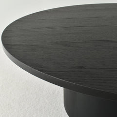Round Coffee Table with Pedestal Base, 40 in Manufactured Wood, Black