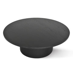 Round Coffee Table with Pedestal Base, 40 in Manufactured Wood, Black