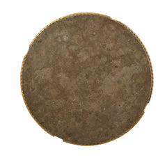 Round Coffee Table with Satin Gold Iron Base and Bluestone Top