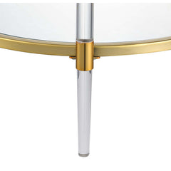 Round Coffee Table with Tempered Glass Shelves and Acrylic Legs