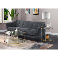 Round Coffee Table with Tempered Glass Shelves and Acrylic Legs