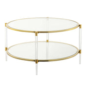 Round Coffee Table with Tempered Glass Shelves and Acrylic Legs