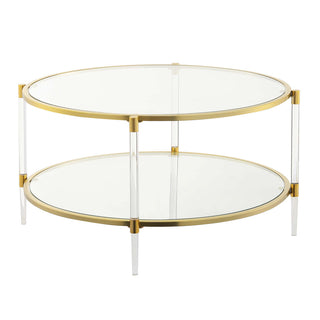 Round Coffee Table with Tempered Glass Shelves and Acrylic Legs