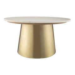 Round Coffee Table with White Marble Top and Gold Base