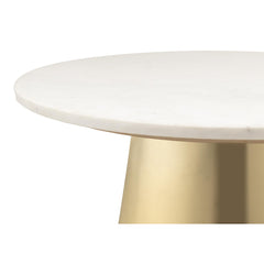 Round Coffee Table with White Marble Top and Gold Base