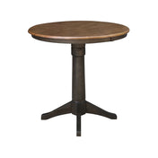 Round Counter Height Dining Table in Solid Wood, Hickory Top with Washed Coal Base